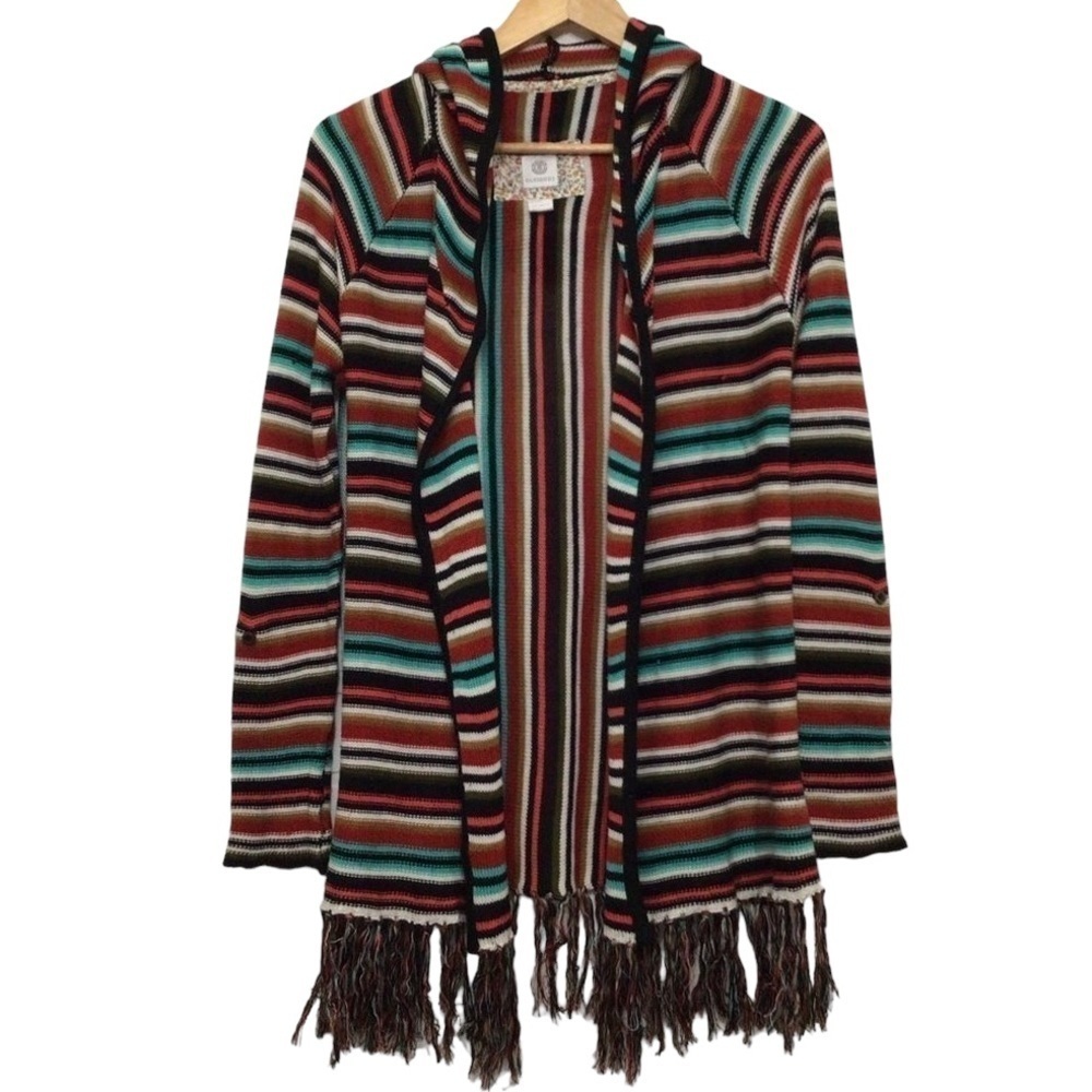 ELEMENT boho hoodie cardigan fringe southwestern western puncho medium